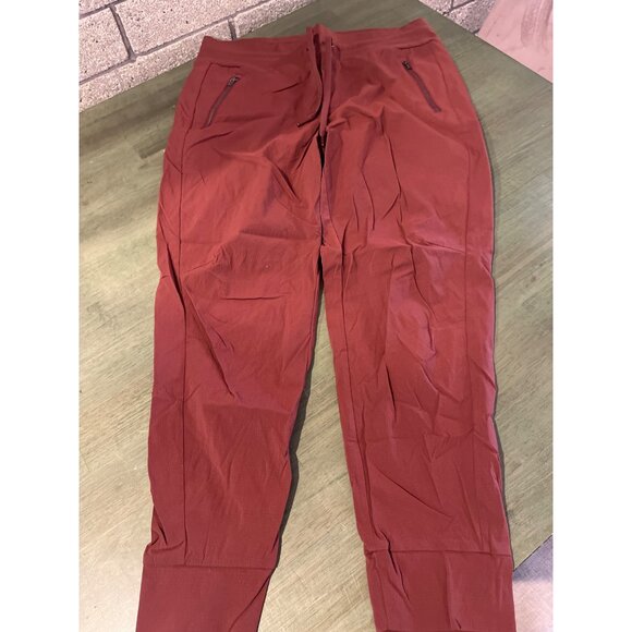 Athleta Trekkie North Jogger Pants Size 12 Red With Zipper Pockets & Drawstring - Picture 1 of 6